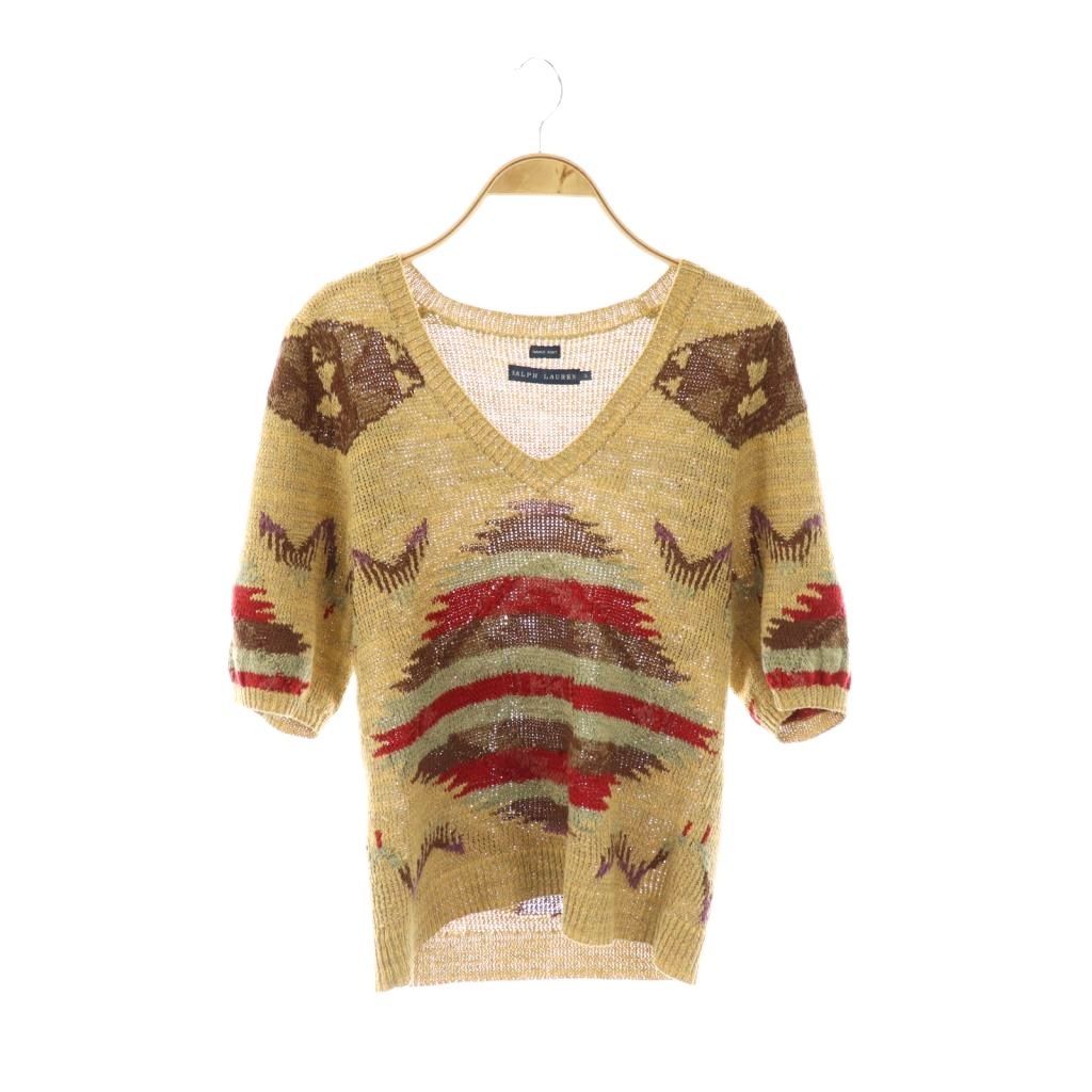 ラルフローレン RALPH LAUREN リネン シルク混 ネイティブ柄 半袖