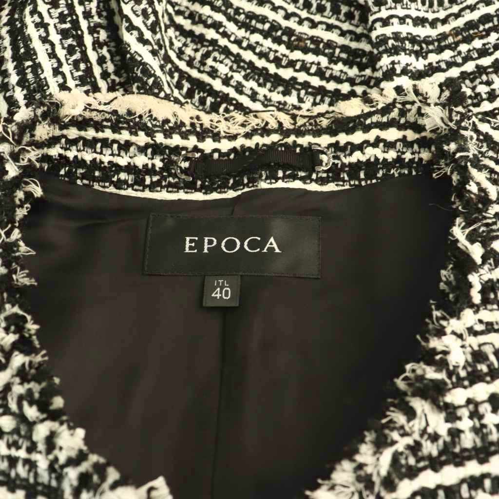 エポカ EPOCA ツイードジャケット ノーカラージャケット 40 ブラック