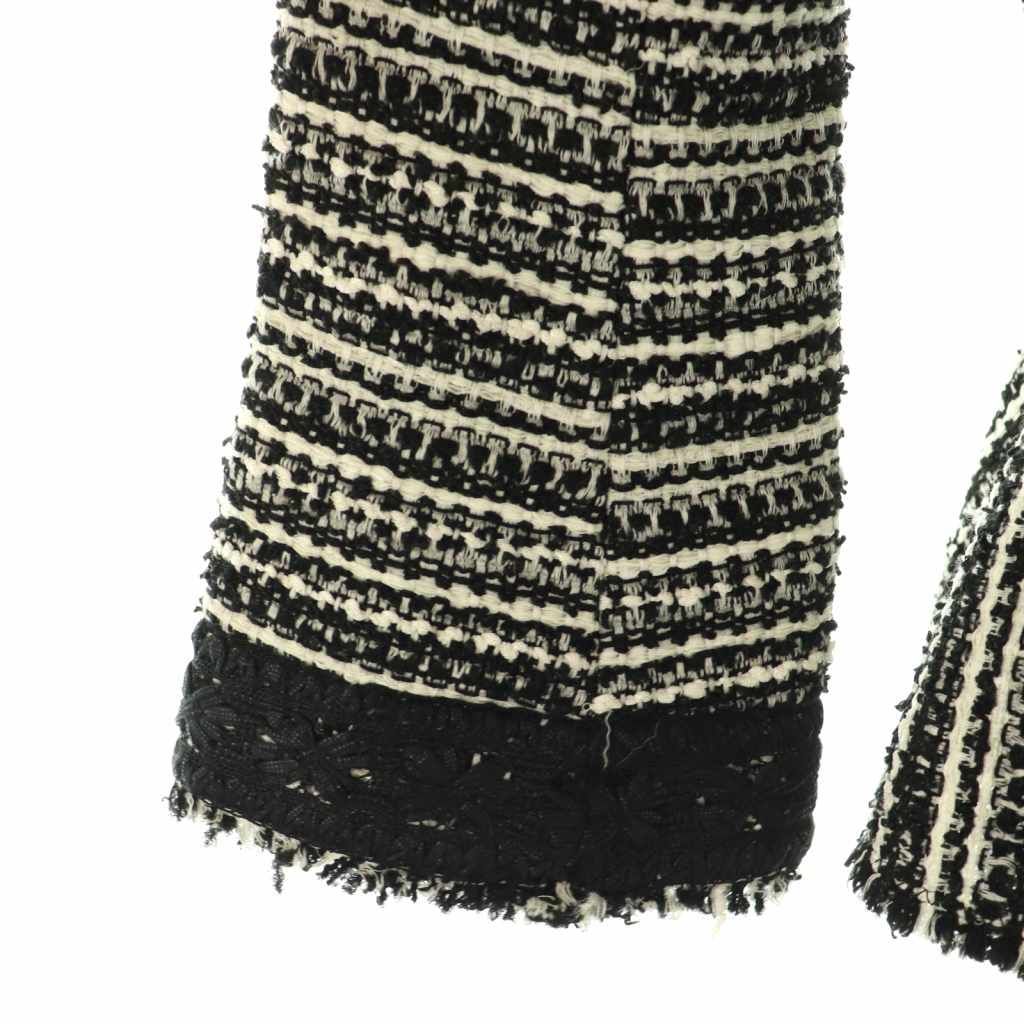 エポカ EPOCA ツイードジャケット ノーカラージャケット 40 ブラック