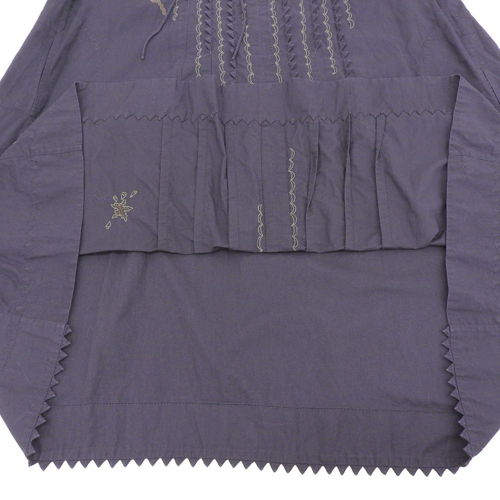 ハート 美品 コットン 刺繍 長袖ワンピース レディース パープル  