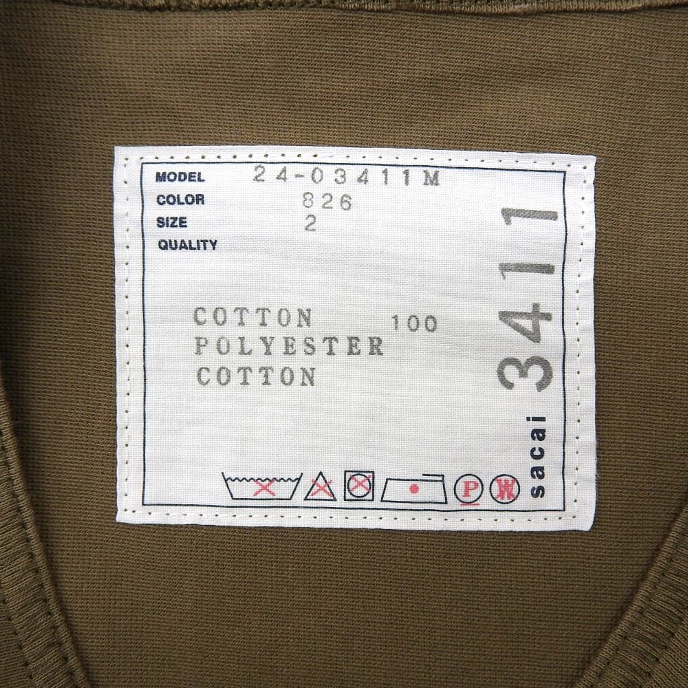 sacai サカイ 美品 Cotton Jersey T-Shirt Tシャツ トップス メンズ カーキ 2 24SS 24-03411M 2