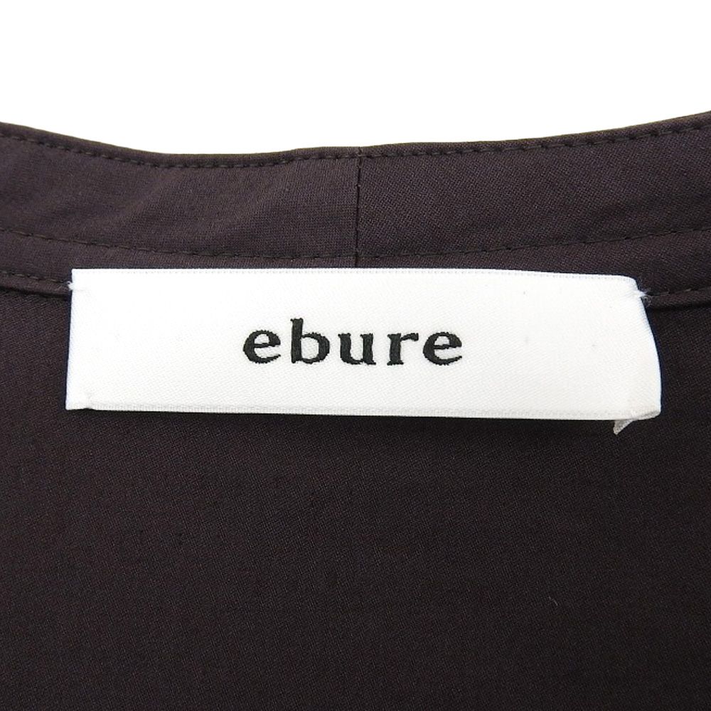 エブール 美品 ハイカウントコットン サテン バンドカラー ブラウス トップス レディース チャコール 38 38 ebure エブール 美品 ハイカウントコットン サテン バンドカラー