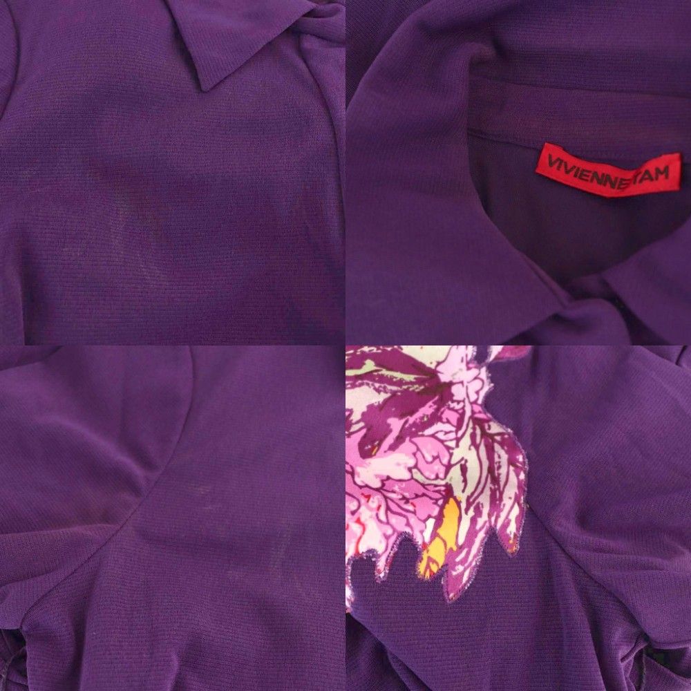 ヴィヴィアンタム VIVIENNE TAM フラワーパワーネットワンピース 半袖