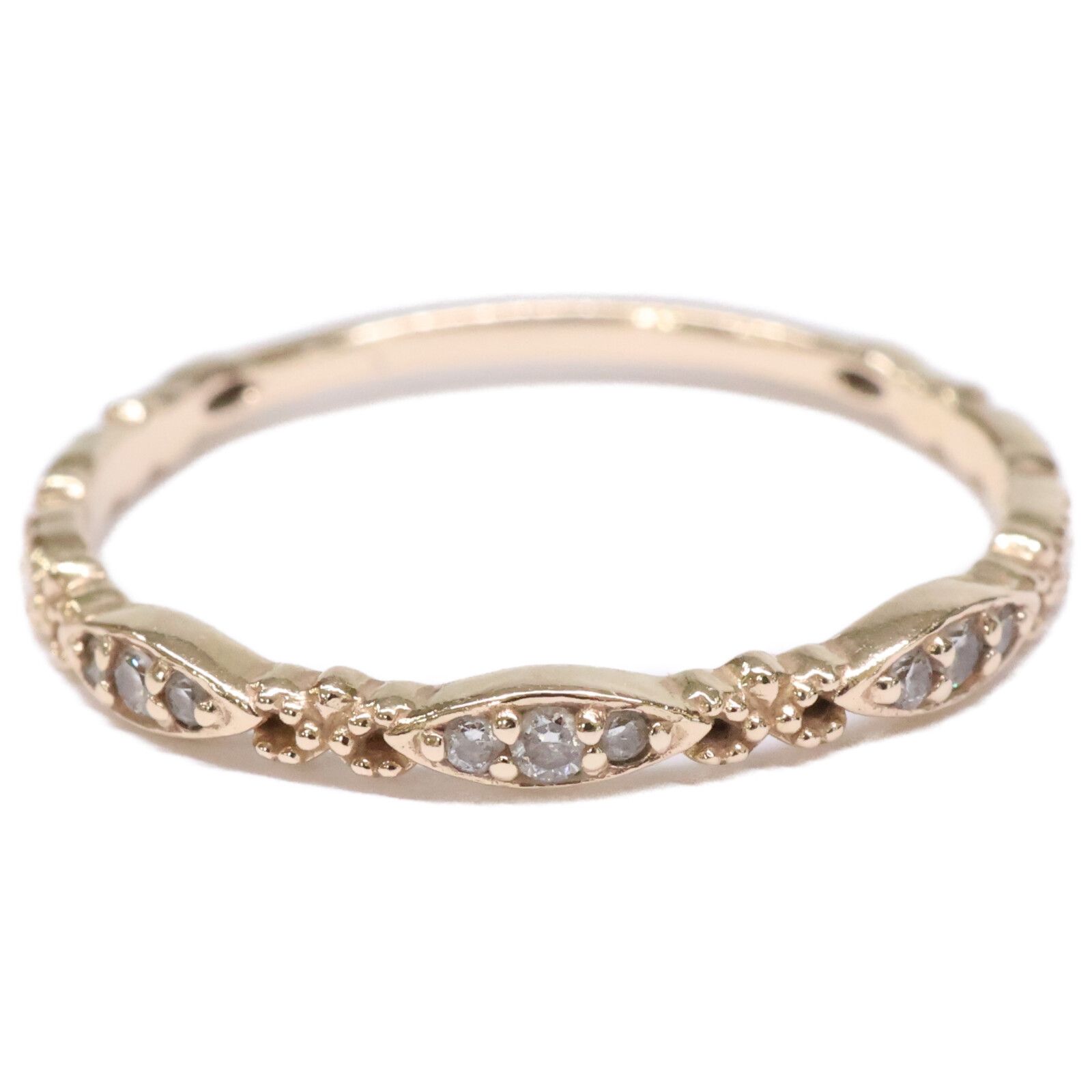 アガット K10 ダイヤモンド リング 13号 カルム 透かし レース 美品 アガット K10 ダイヤモンド リング 13号 カルム 透かし レース 美品