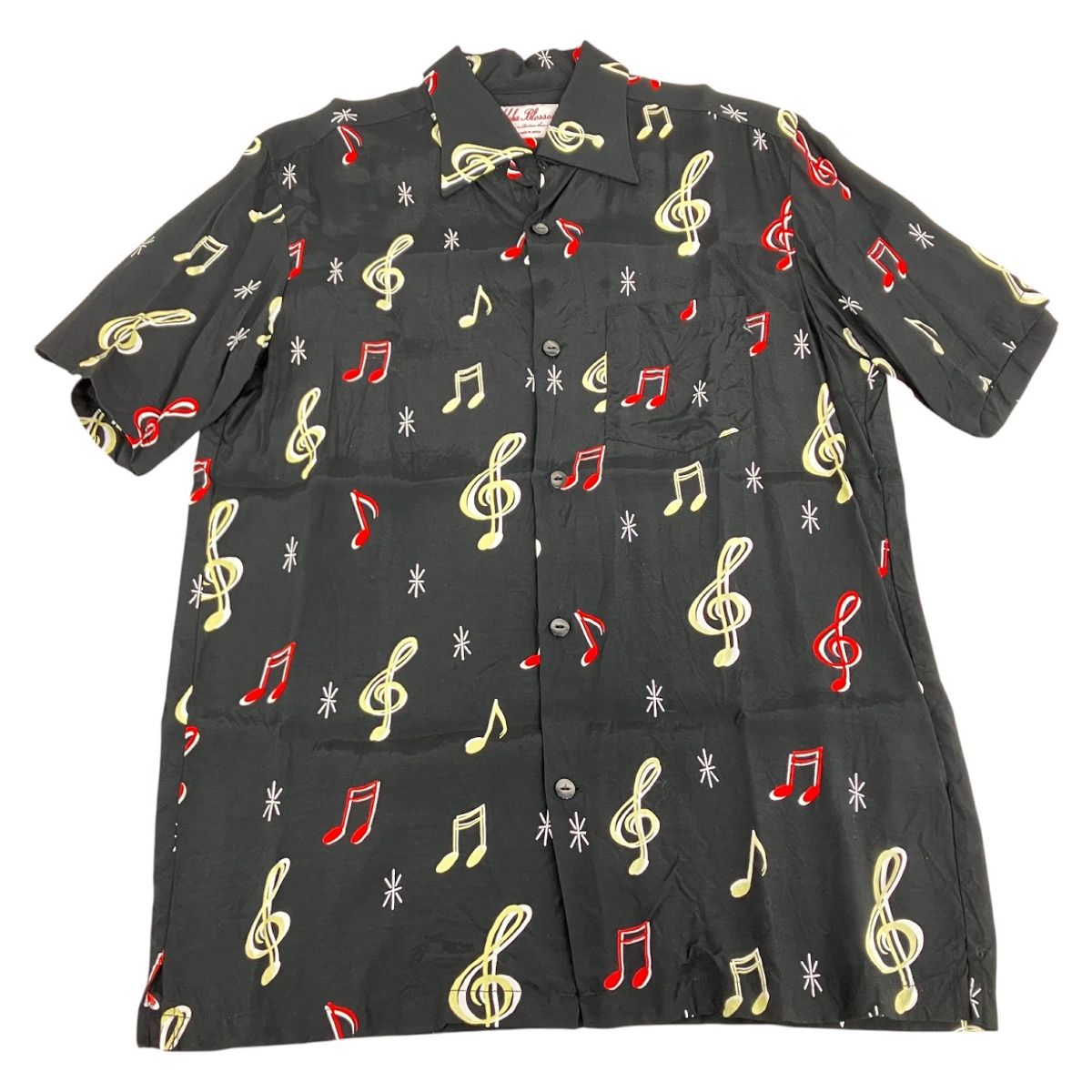 aloha Blossom(アロハブロッサム) 42 音符アロハ♪ Aloha Blossom SOUNDS GOOD アロハブロッサム 半袖 アロハシャツ 音符
