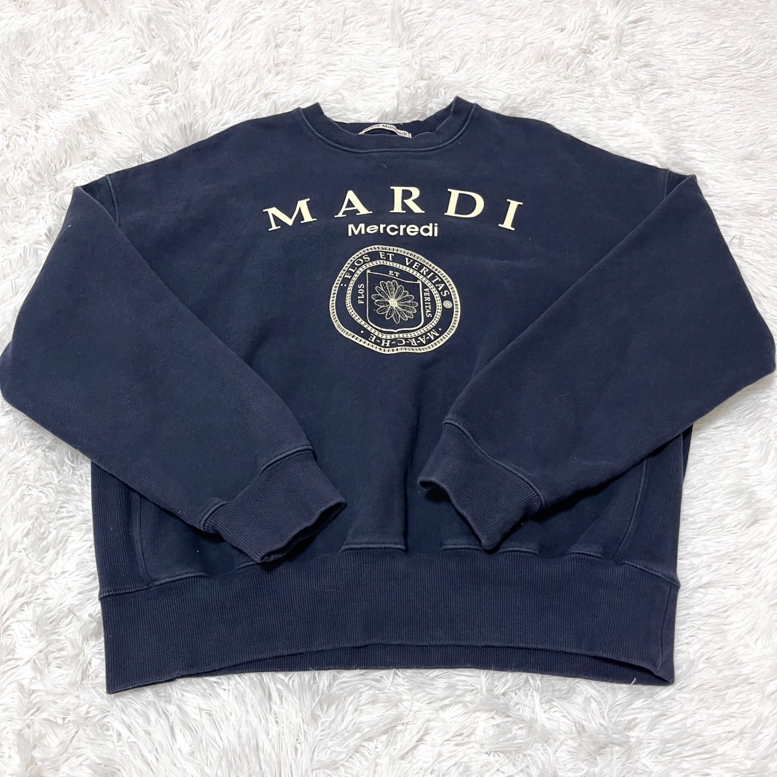 古着 Mardi Mercredi マルディメクルディ ネイビー トレーナー 2510