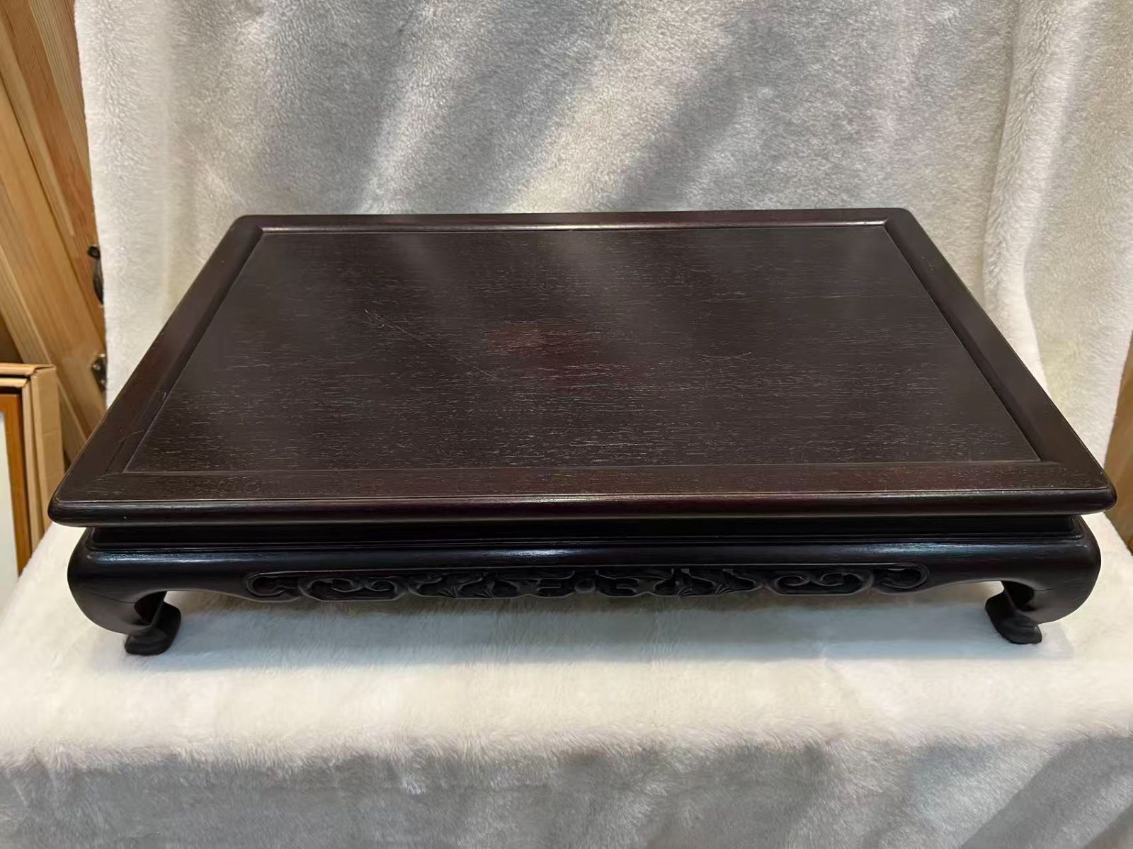 唐木古美術】紫檀/黒檀色 銘木 花台 盆栽台 飾台 置物台 香炉台 彫刻