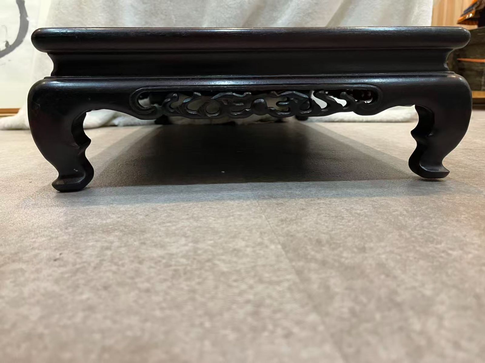 唐木古美術】紫檀/黒檀色 銘木 花台 盆栽台 飾台 置物台 香炉台 彫刻