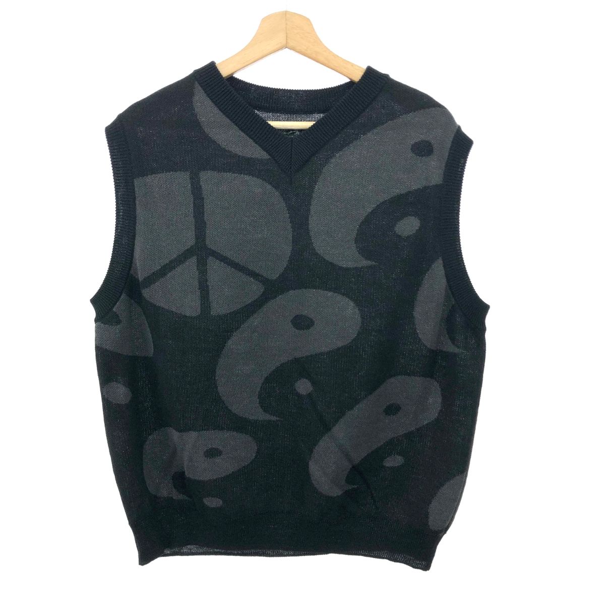 BAL バル ニットベスト サイズ:L JACQUARD RAMIE VEST ブラック メンズ 