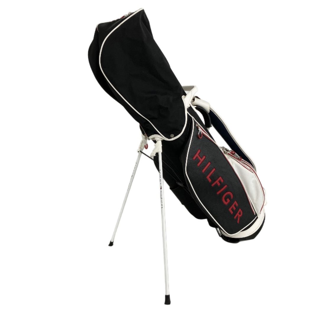 トミーヒルフィガー キャディバッグ 5分割 ブラック×ホワイト×ネイビー