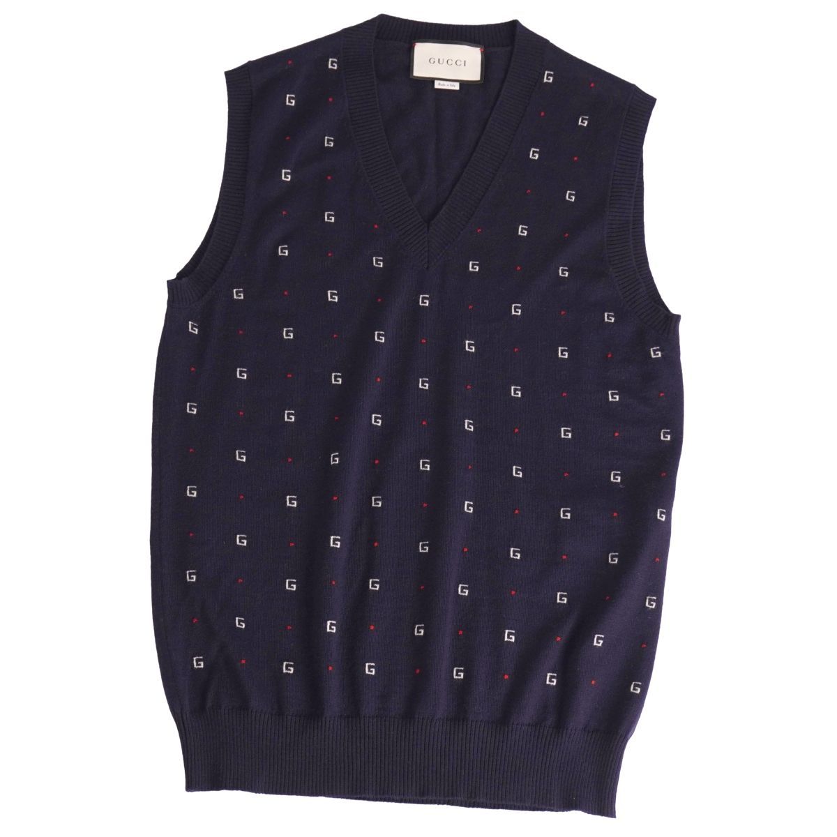 美品GUCCIグッチベスト、ジレ 美品 グッチ GUCCI ベスト ジレ ニット ウール Gロゴ トップス メンズ