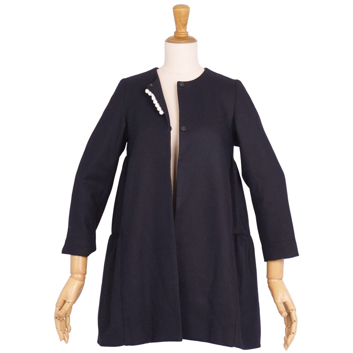 美品 ヨーコチャン YOKO CHAN ジャケット ノーカラー フェイクパール