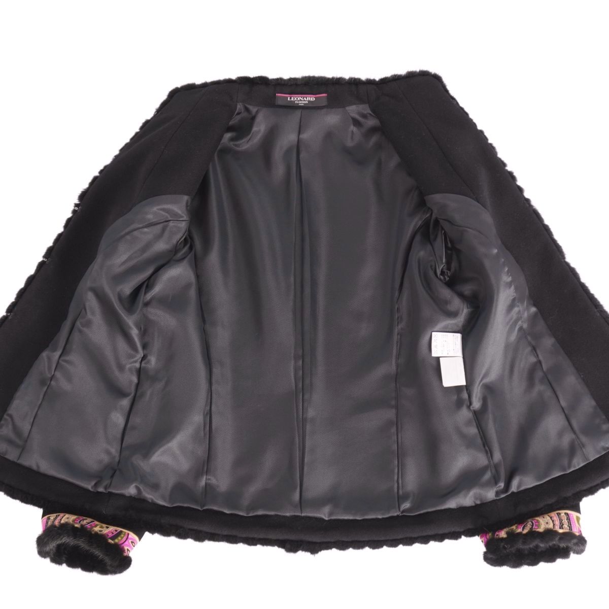 美品 レオナール LEONARD FASHION ジャケット ロングスリーブ 長  