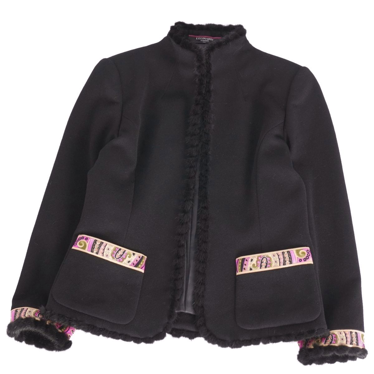 美品 レオナール LEONARD FASHION ジャケット ロングスリーブ 長  