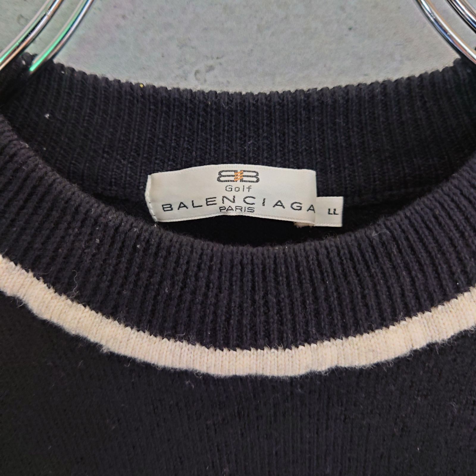 ✨BALENCIAGA バレンシアガ LLサイズ センターロゴ 長袖 ニット ゴルフ 