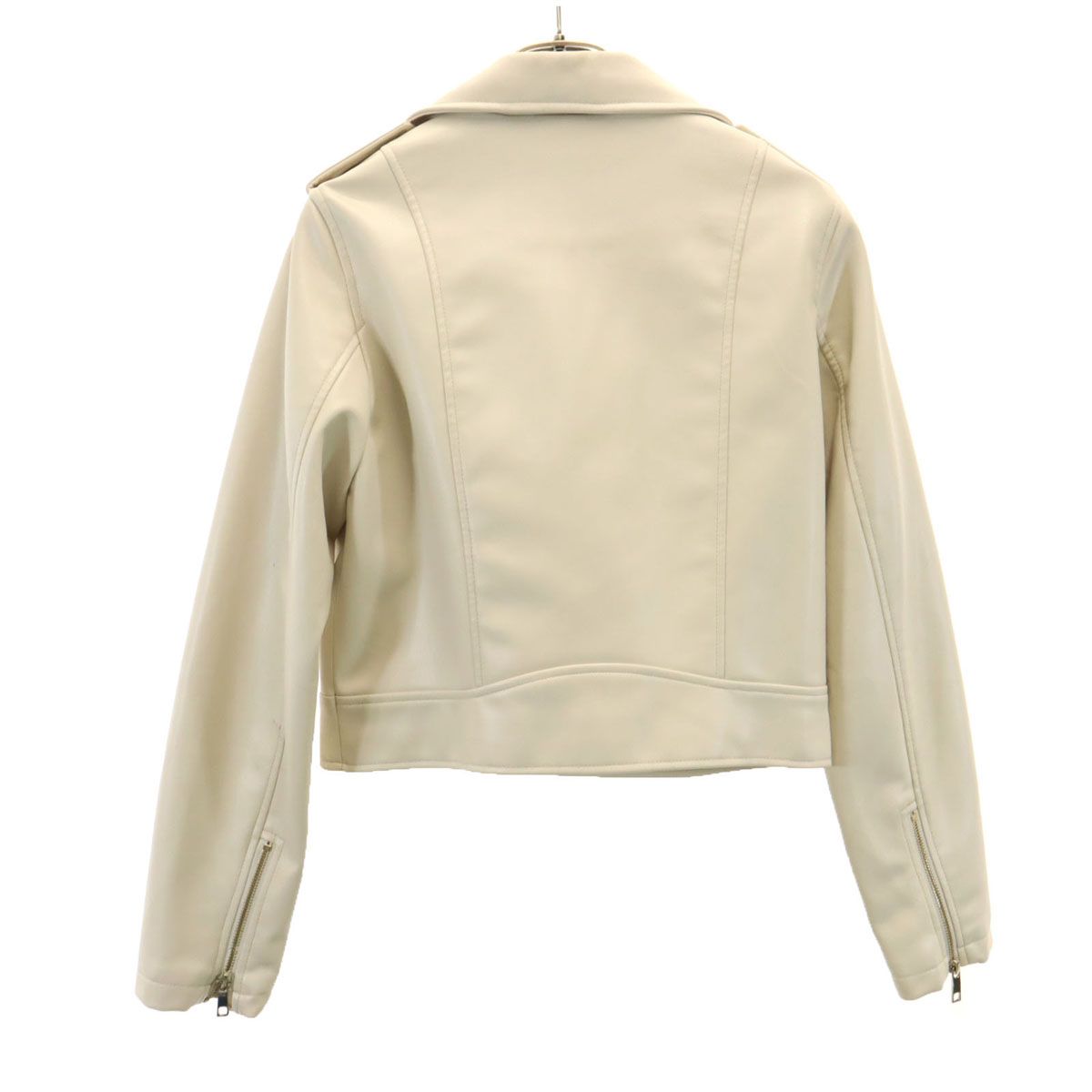 ZARA ザラ フェイクレザー ダブルライダースジャケット S ベージュ 