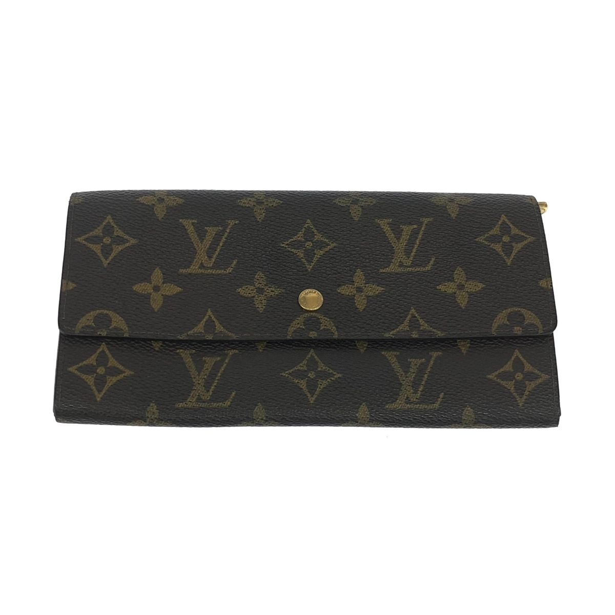 LOUIS VUITTON ルイヴィトン 二つ折り長財布/ポシェットポルトモネクレディ/旧型 カード0枚/モノグラム/8909AN M61725 ブラウン / 240001174185