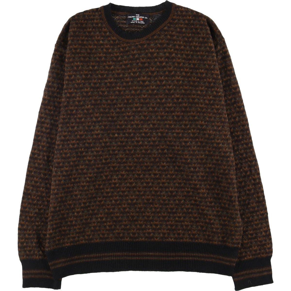 80s ITALIAN SWEATER CO イタリア製　総柄　ニットセーター 古着 THE ITALIAN SWEATER CO. 総柄 アクリルニットセーター メンズM