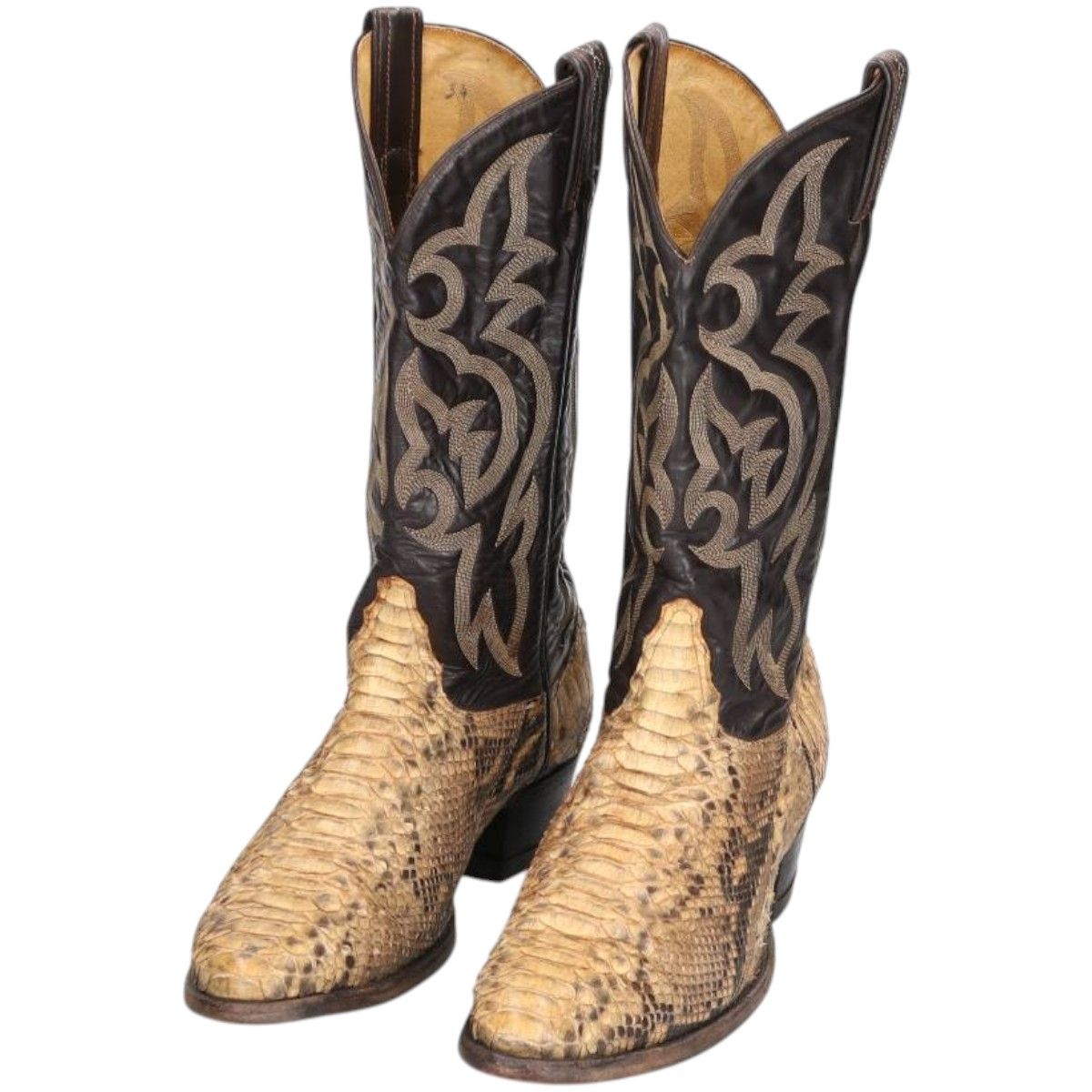 古着 トニーラマ Tony Lama 総柄 蛇柄 パイソン柄 ウエスタンブーツ