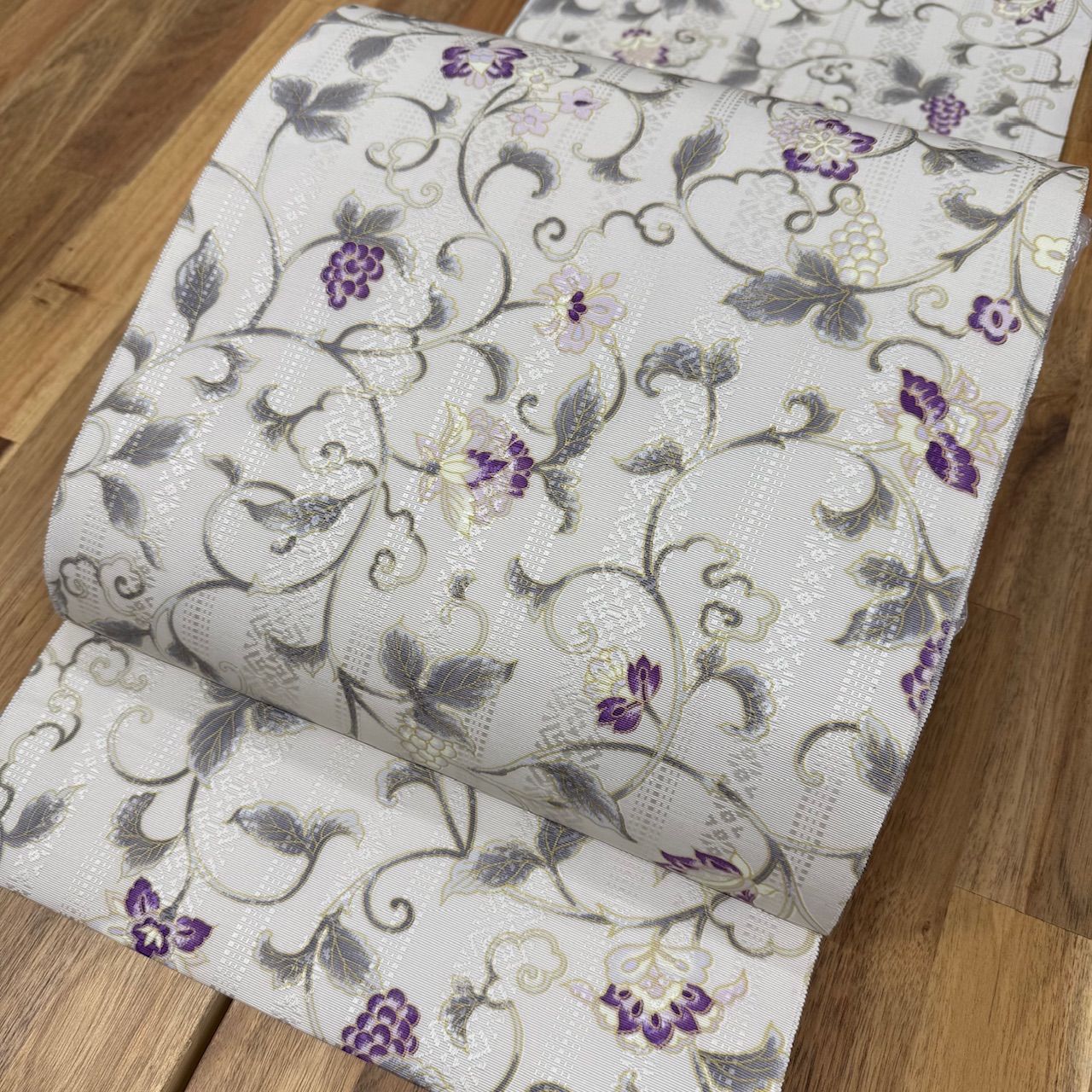 染の岡重】 本場筑前博多織 全通紋織り八寸名古屋帯 新古品 お仕立て