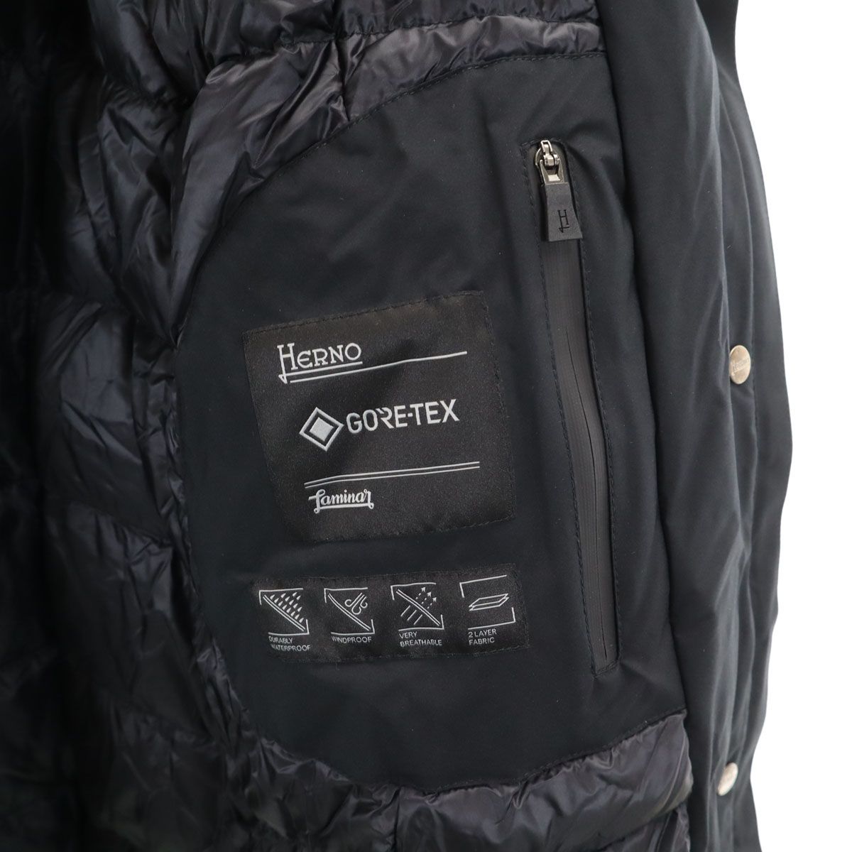 Herno ヘルノ ダウンコート 42 ブラック Laminar GORE-TEX レディース 