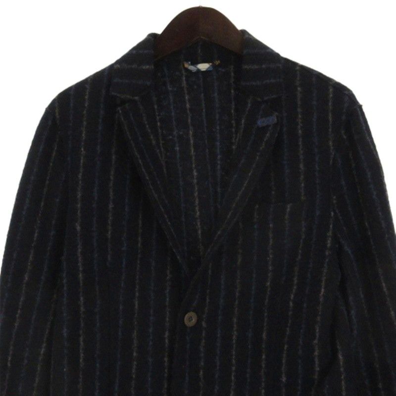 クーン KOON ストライプ ニット ジャケット ネイビー 46 - メルカリ
