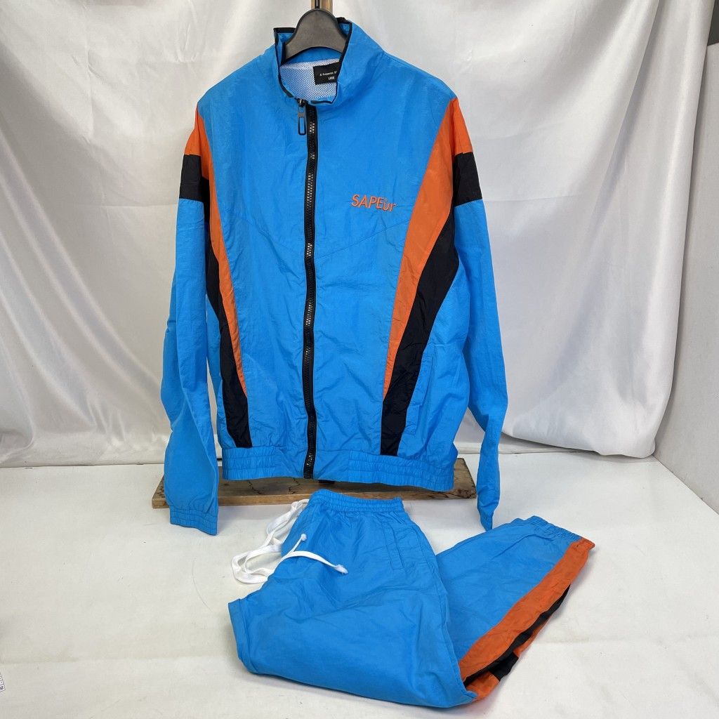 01 w 4137 SAPEur サプール セットアップ TRAINING SETUP トレーニングウェア ブルー サイズL 中国製 メンズ ジャケット＆ロングパンツ スポーツウェア ポリエステル 品
