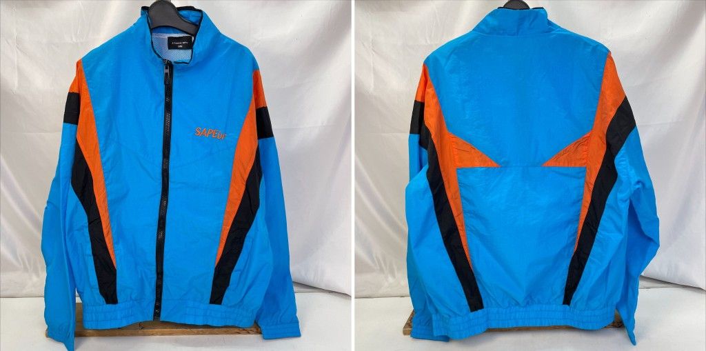 01 w-4137 SAPEur サプール セットアップ TRAINING SETUP トレーニングウェア ブルー サイズL 中国製 メンズ ジャケット＆ロングパンツ スポーツウェア ポリエステル 品