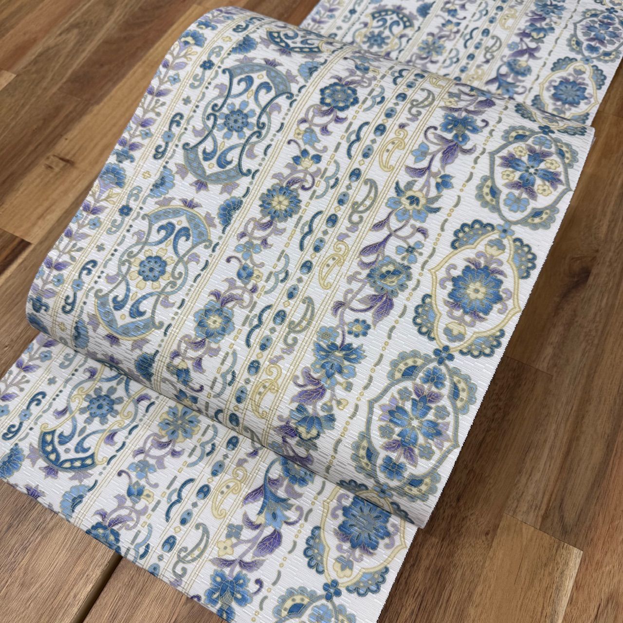 染の岡重】 本場筑前博多織 全通紋織り八寸名古屋帯 新古品 お仕立て