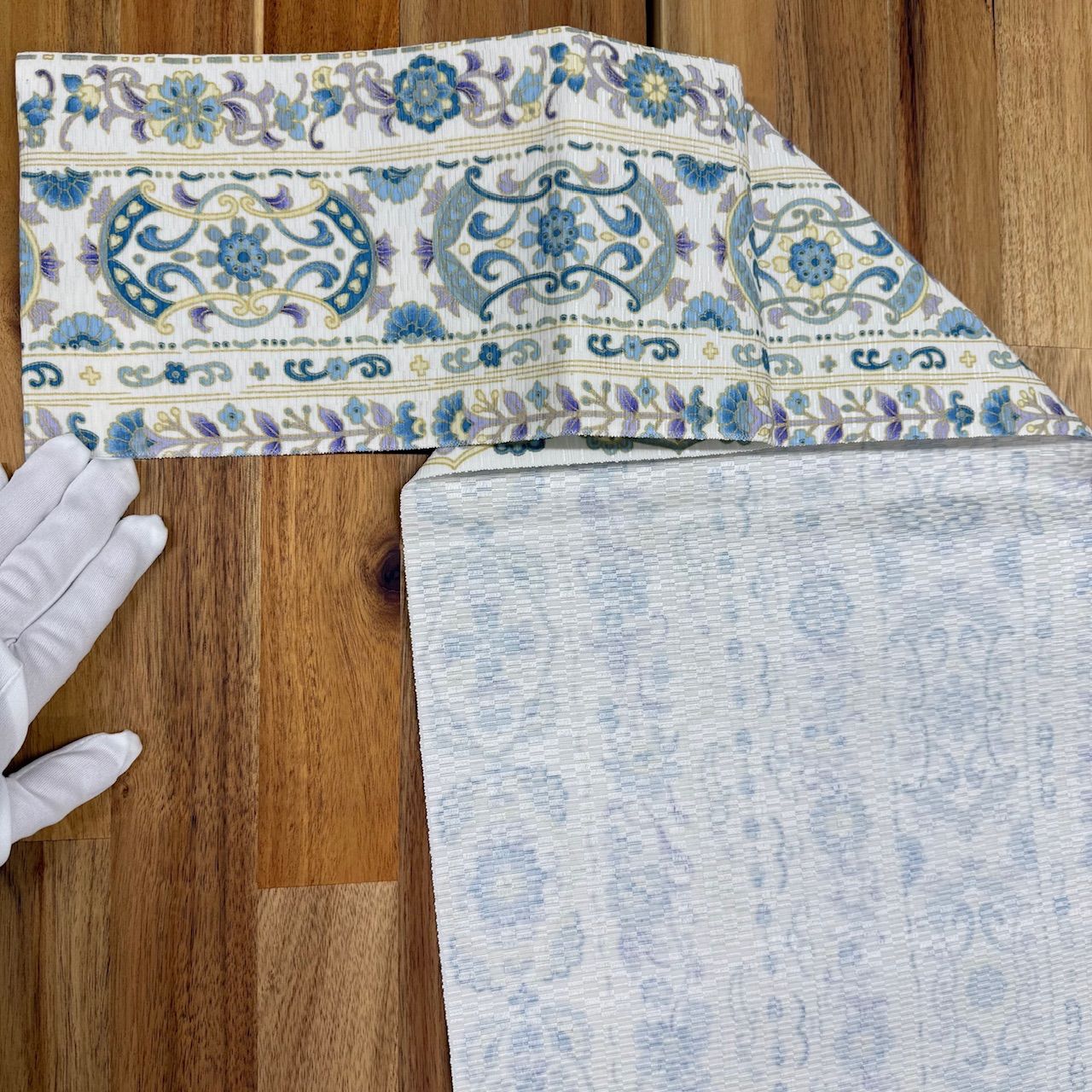 染の岡重】 本場筑前博多織 全通紋織り八寸名古屋帯 新古品 お仕立て