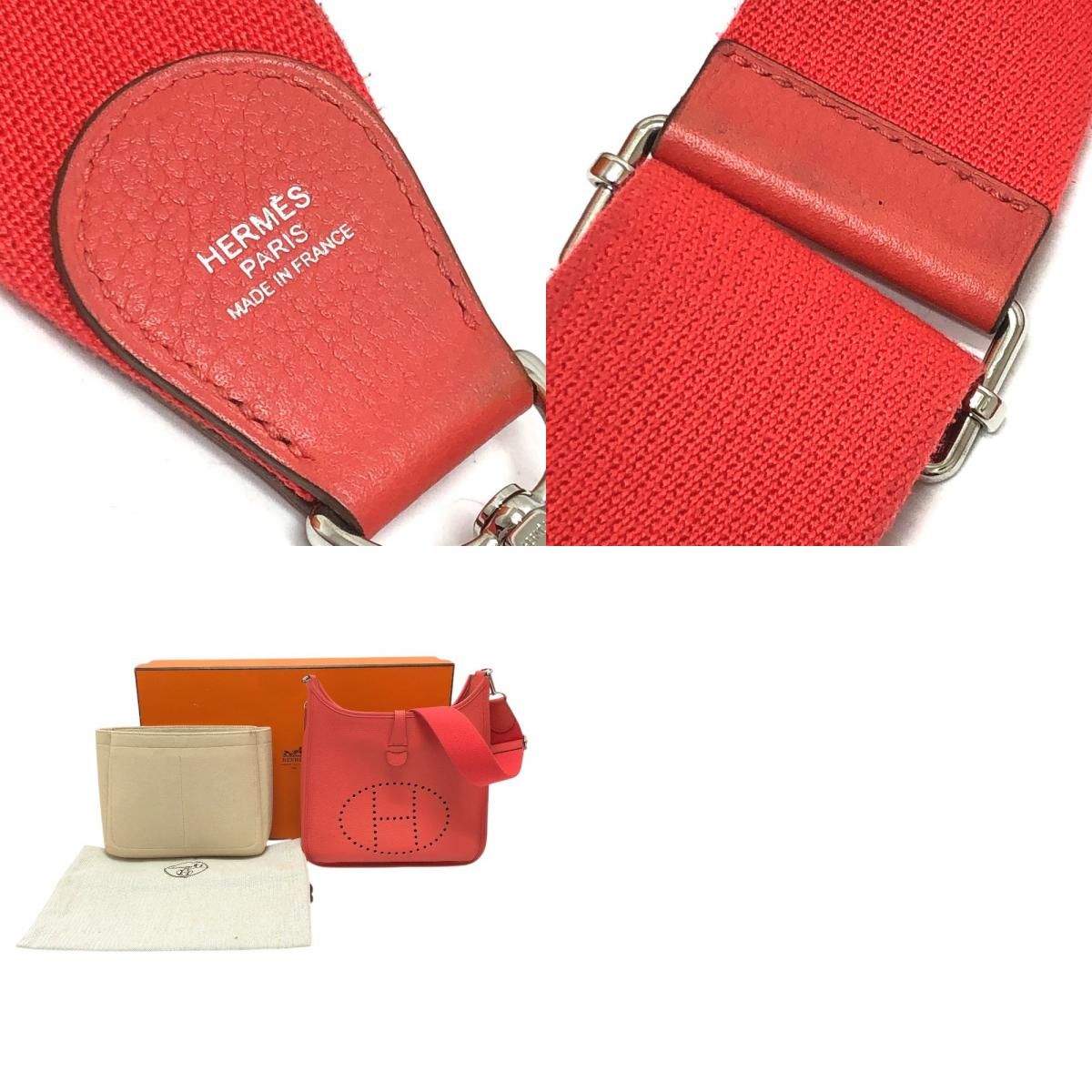エルメス HERMES エブリンPM 3 カバン 斜め掛けバッグ ショルダーバッグ トリヨンクレマンス □R刻刻 ルージュピヴォワンヌ(推定）　 レッド HERMES エルメス ショルダーバッグ エブリンPM 3 トリヨンクレマンス
