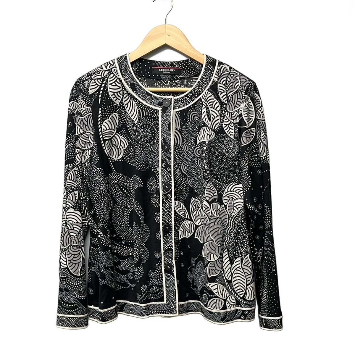 美品　LEONARD レオナール シルク　ニット　ジャケット　42 LEONARD(レオナール) ジャケット サイズ42 L レディース美品 - 黒