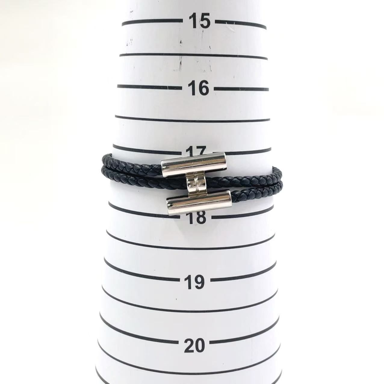 <新品未使用> Hermès トゥルセ レザーブレスレット ブラック HERMES HERMES エルメス トゥルニ トレッセ レザーブレスレット