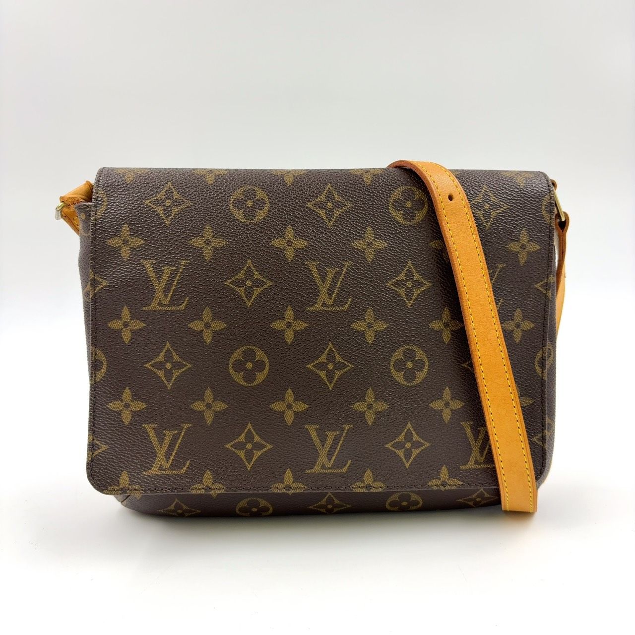 LOUIS VUITTON ミュゼットタンゴ ショートストラップ モノグラム レザー PVC ブラウン ショルダーバッグ ゴールド M 51257