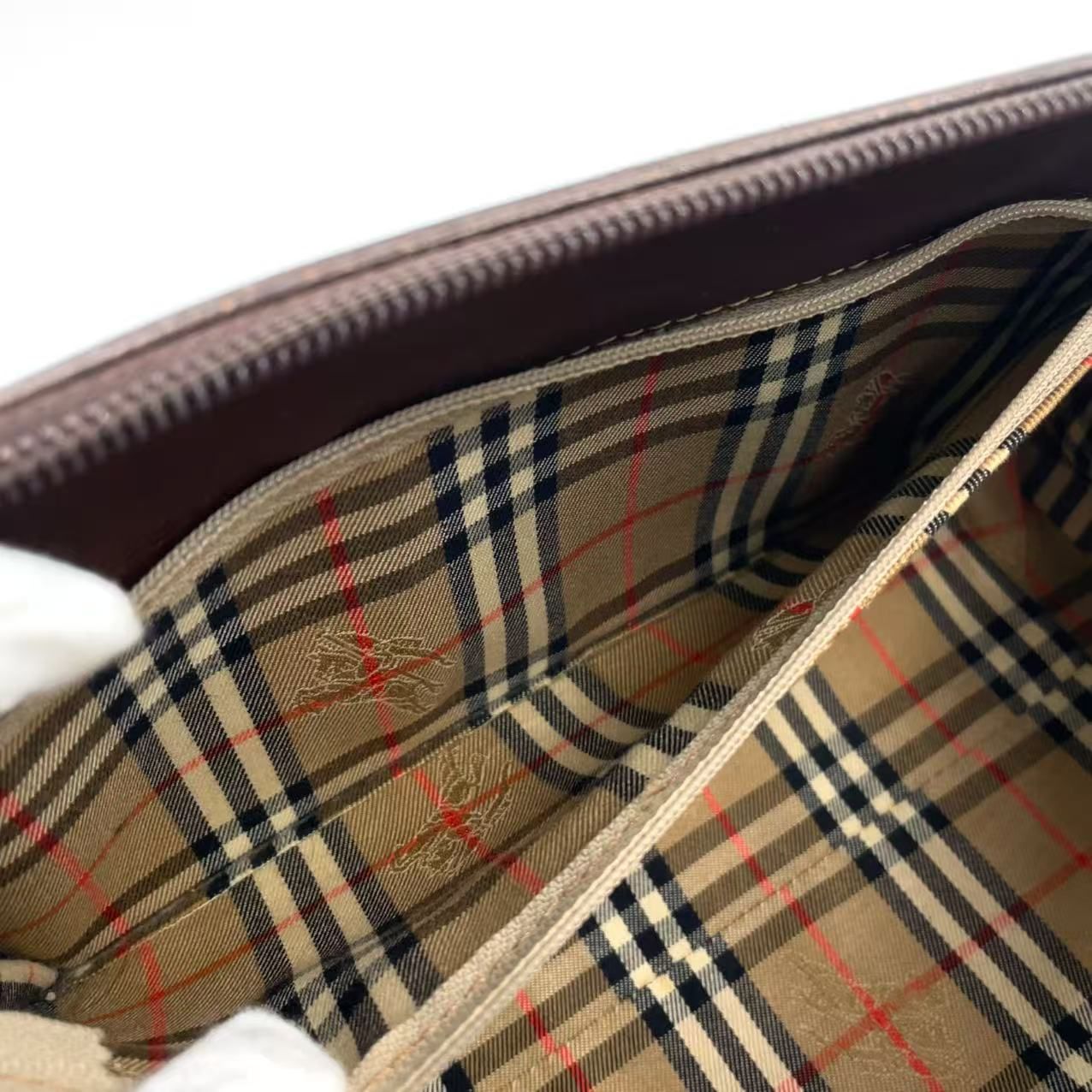 BURBERRY レザー ハンドバッグ レザー ブラウン ミニボストンバッグ