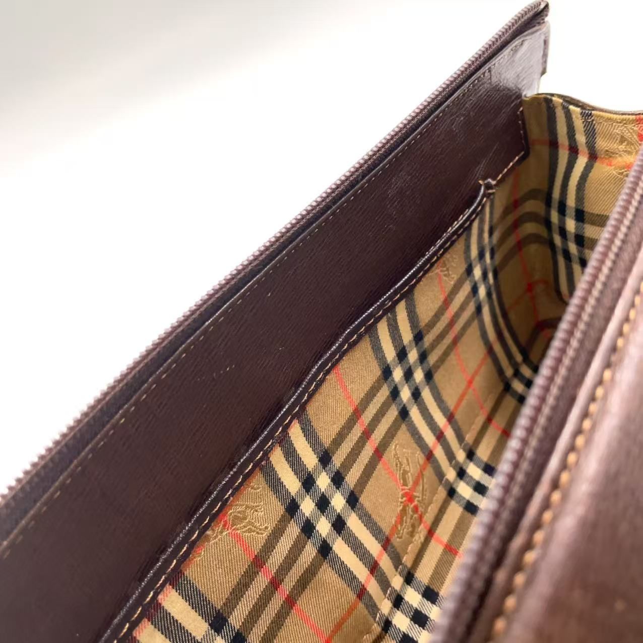 BURBERRY レザー ハンドバッグ レザー ブラウン ミニボストンバッグ