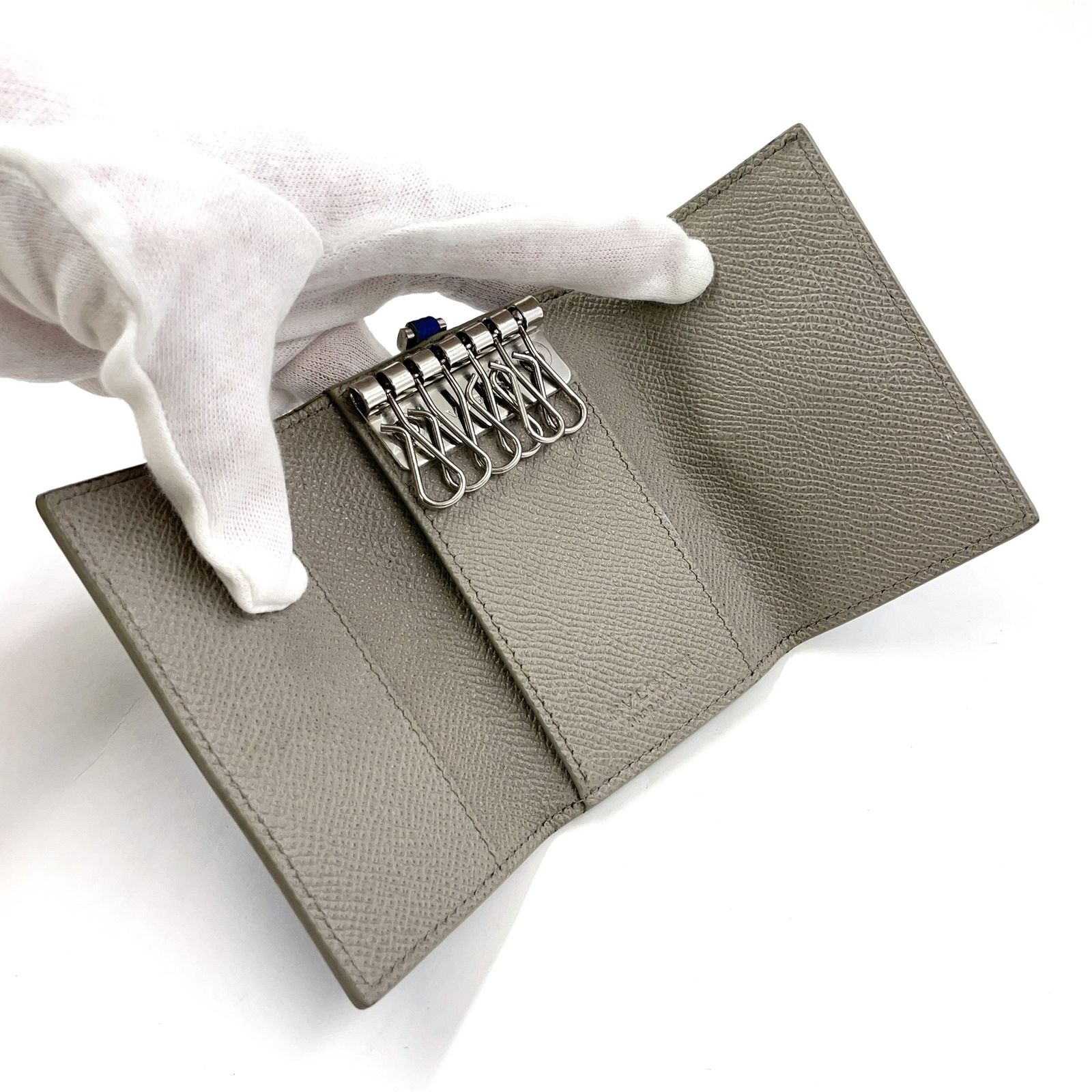 BVLGARI クリップ レザー ブルー キーケース シルバー - メルカリ