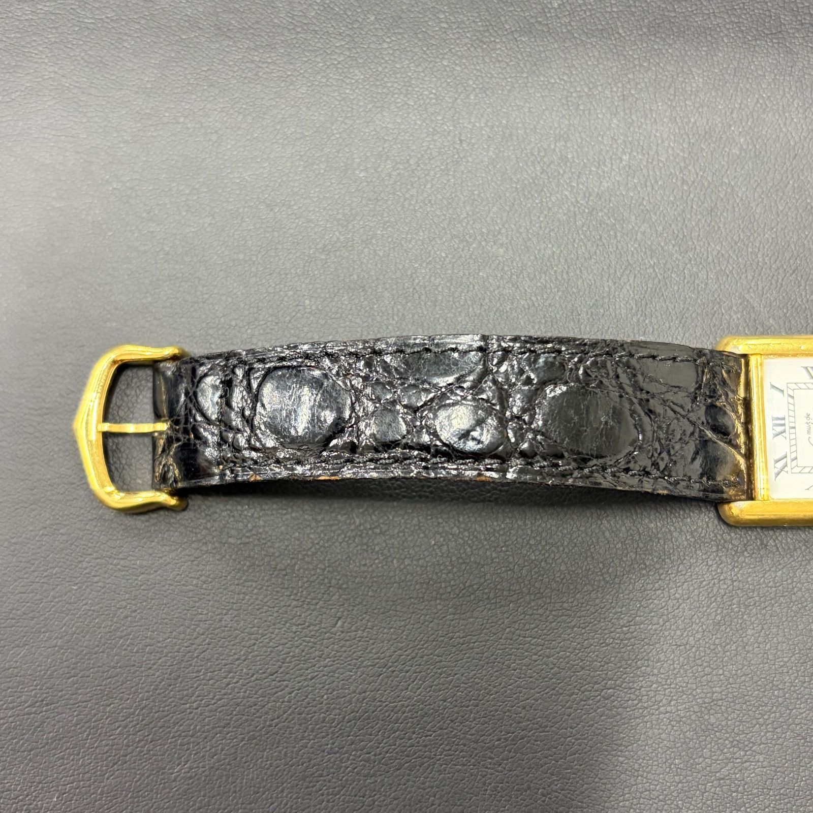  カルティエ マストタンク LM 手巻き Cal 78 1 SV 925 尾錠 GP ベルト アイボリーローマン文字盤 手巻き時計 腕時計(アナログ)