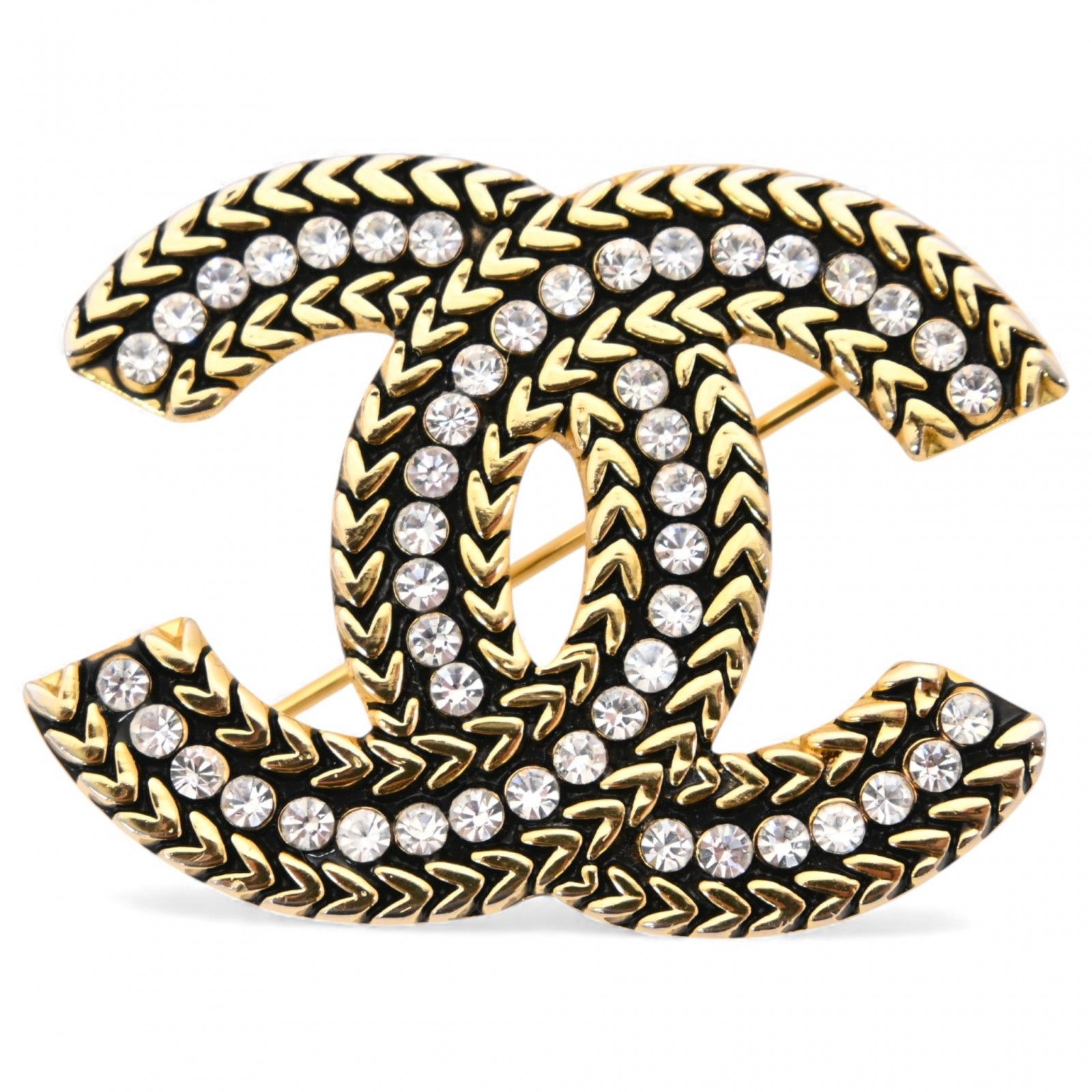 シャネル ココマーク ブローチ ラインストーン GP Aランク ch 6938 cc