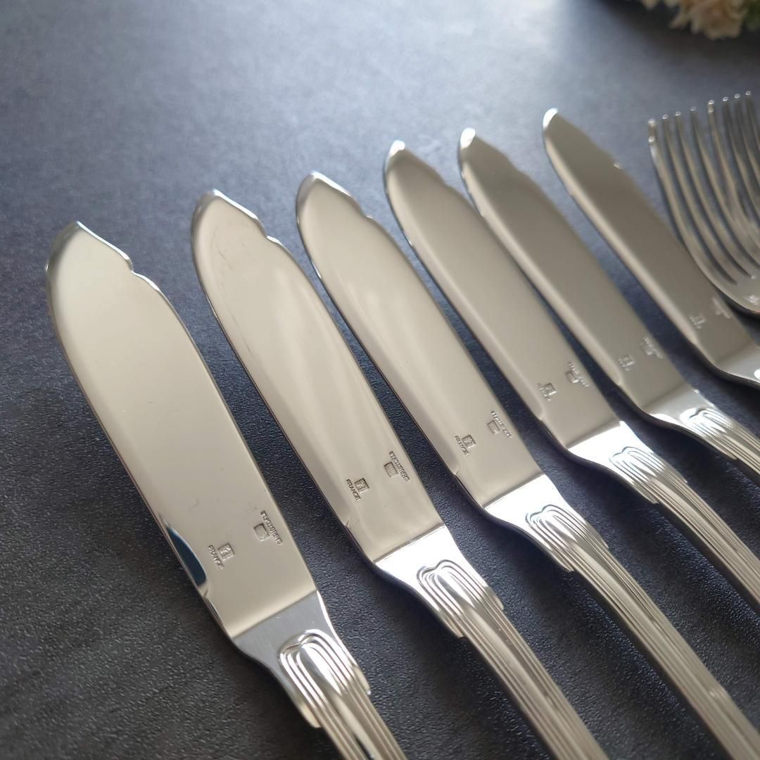 未使用 逸品 クリストフル カトラリー フィッシュナイフ&フォーク 4客 希少 極美品 クリストフル ポートロイヤル フィッシュ ナイフ フォーク