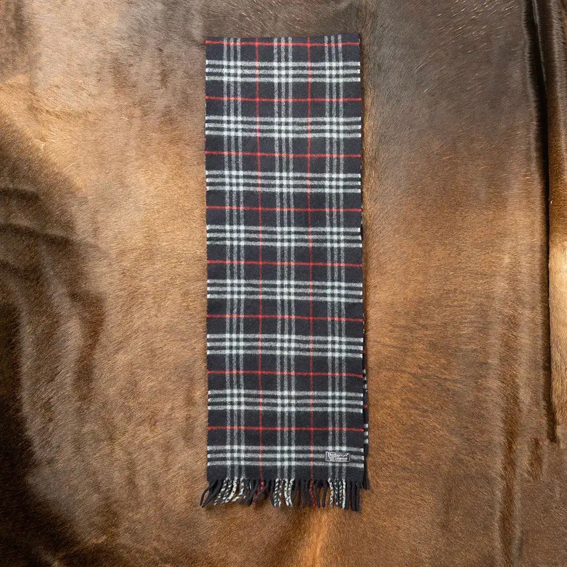 90 s BURBERRY バーバリー ラムウール ノヴァチェック マフラー ネイビー