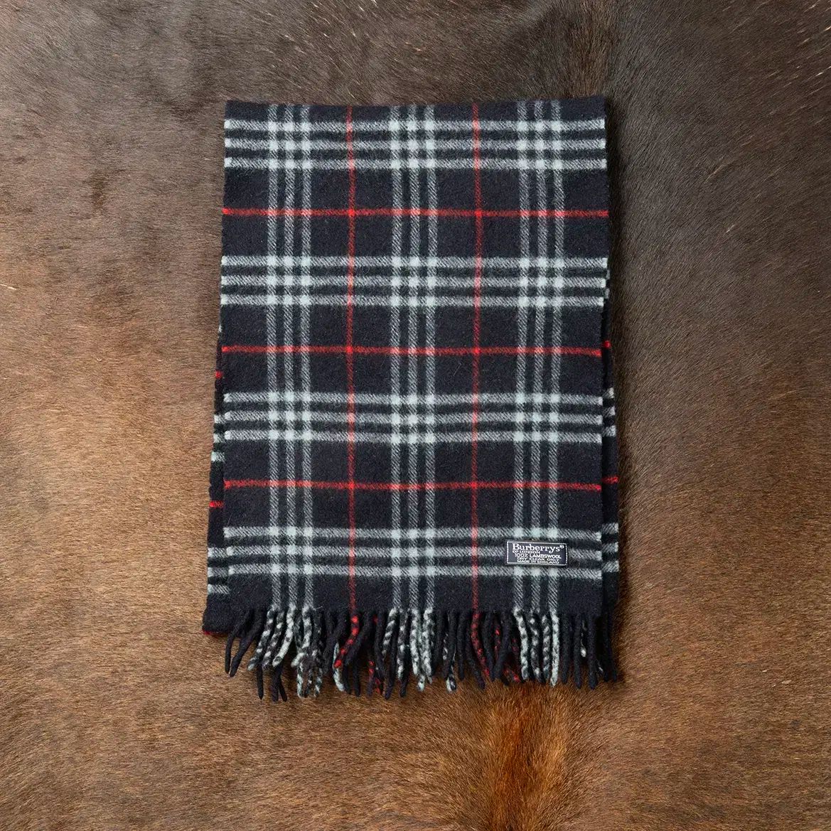 90 s BURBERRY バーバリー ラムウール ノヴァチェック マフラー ネイビー