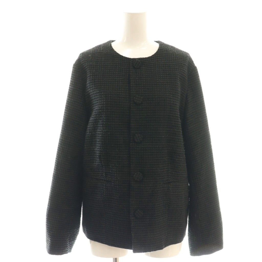 オクスン OK.SOON ノーカラーツイードジャケット 総裏地 2 ブラック