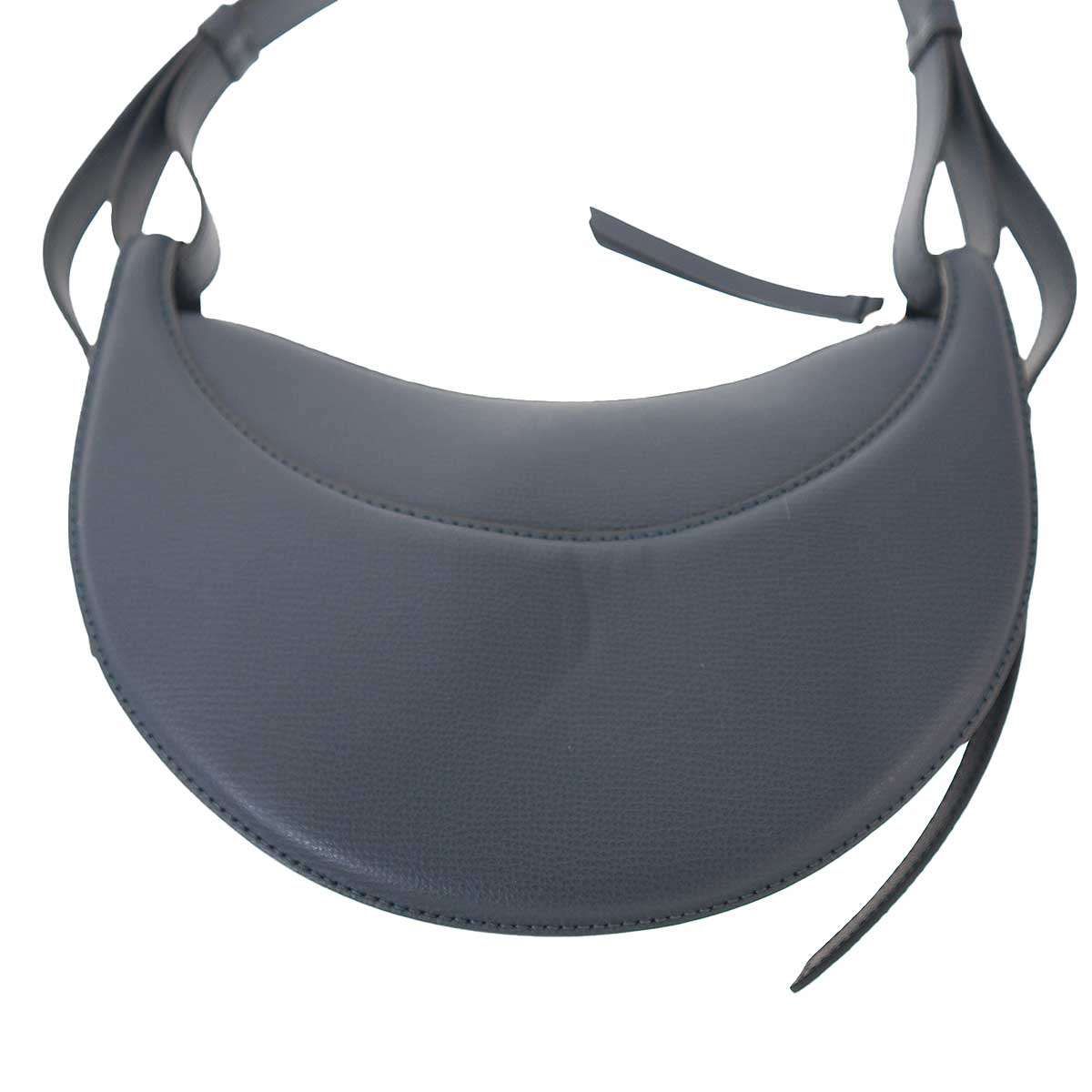 POLENE ポレーヌ Dix ハーフムーンレザーショルダーバッグ  ブルー POLENE ポレーヌ Dix ハーフムーンレザーショルダーバッグ ブルー