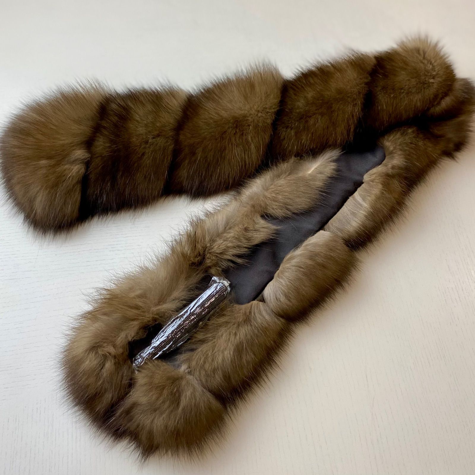 超高級！ロシアンセーブルマフラー*毛皮の王様*日本製 新品 【ブラウン
