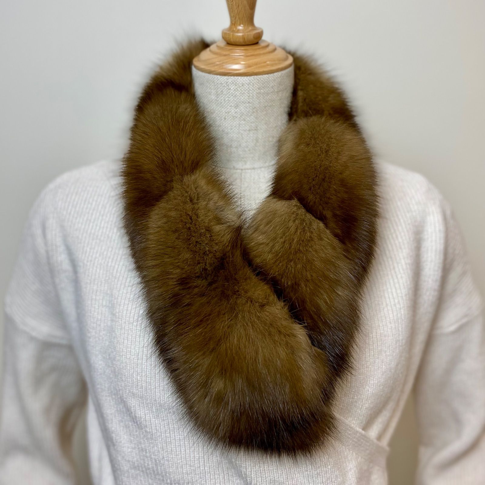 超高級！ロシアンセーブルマフラー*毛皮の王様*日本製 新品 【ブラウン