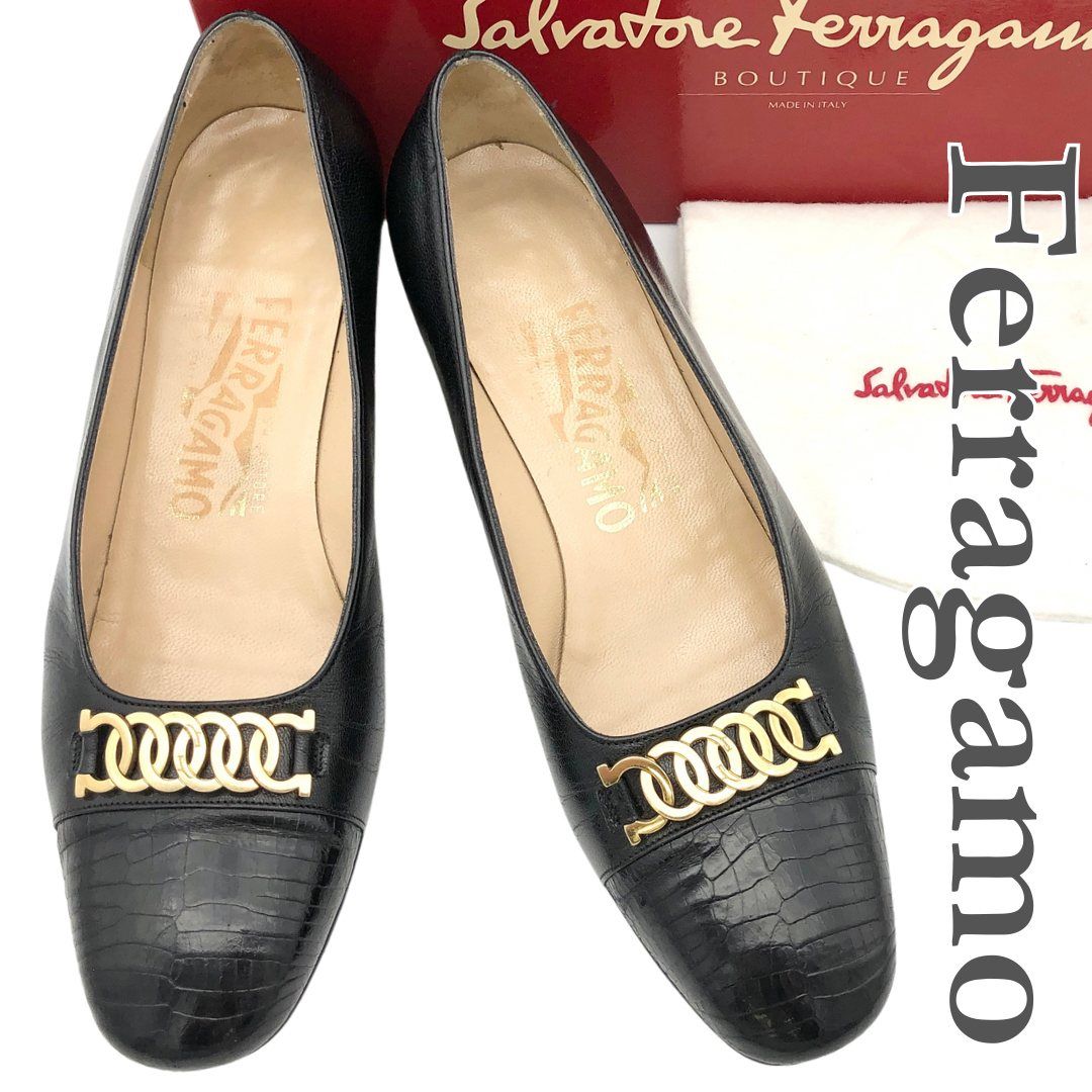 フェラガモ ジャガード ガンチーニ パンプス スタッズ チャンキーヒール フェラガモ ジャガード ガンチーニ パンプス スタッズ チャンキーヒール