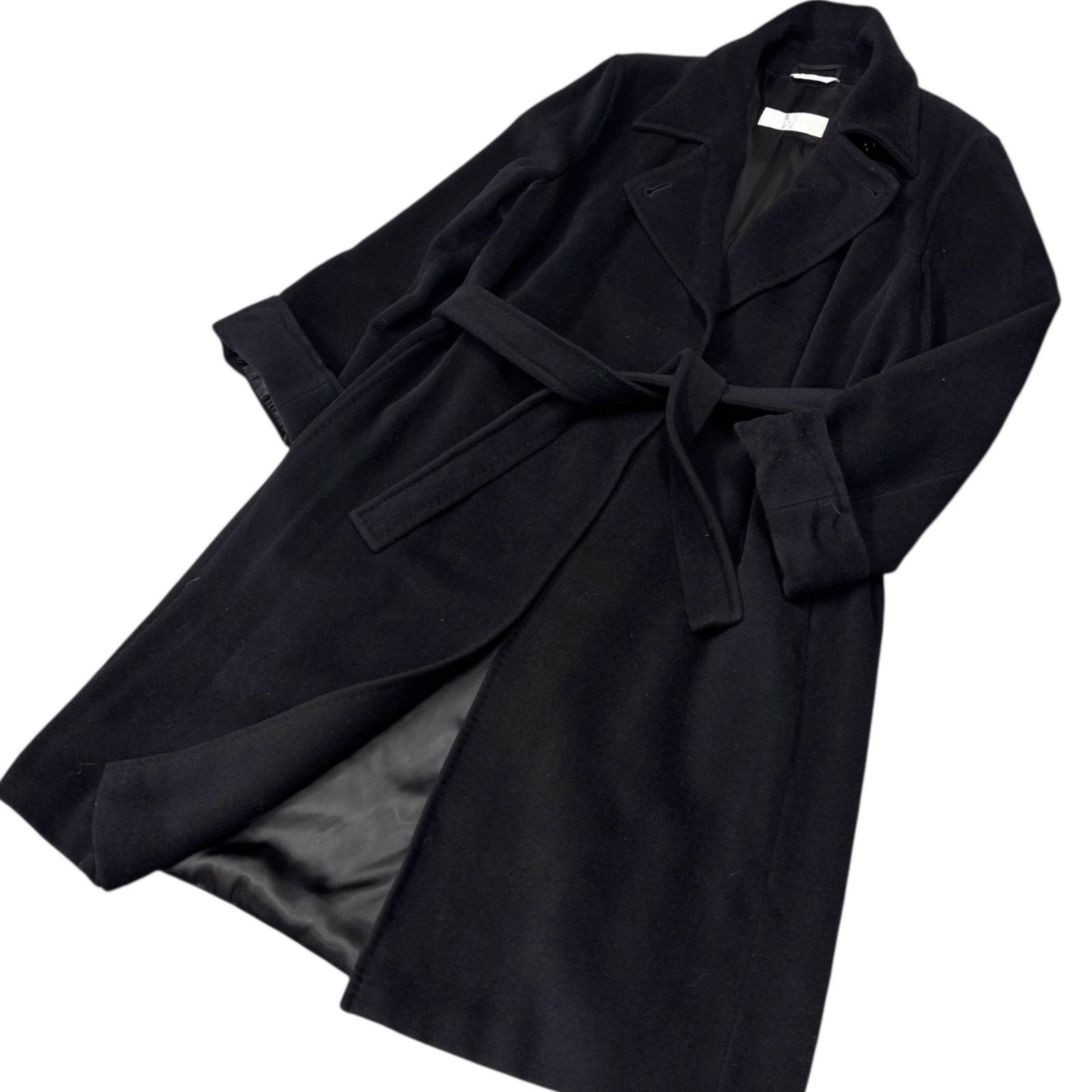 高級 美品 MaxMara マックスマーラ ベルテッドコート ロング ウール