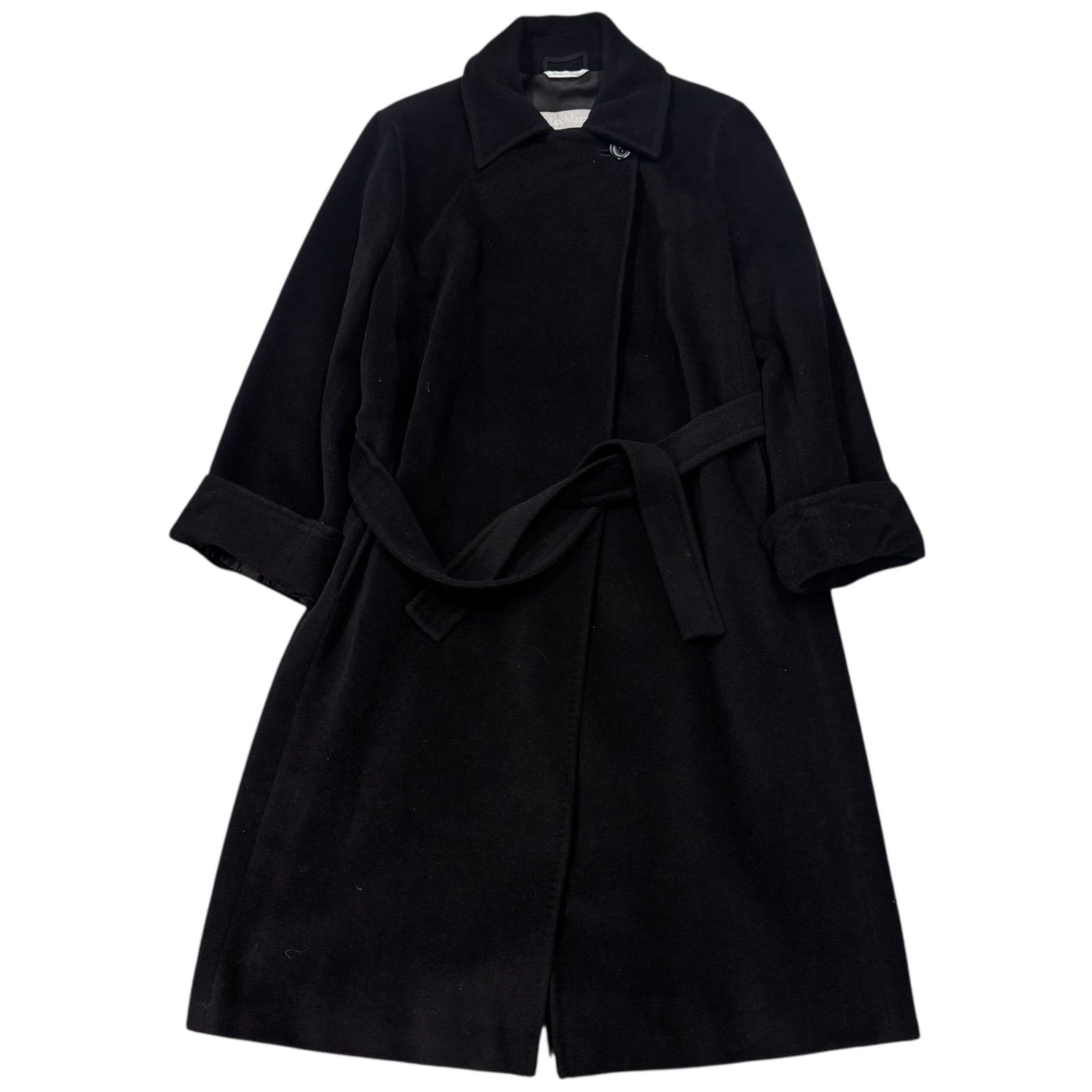 高級 美品 MaxMara マックスマーラ ベルテッドコート ロング ウール