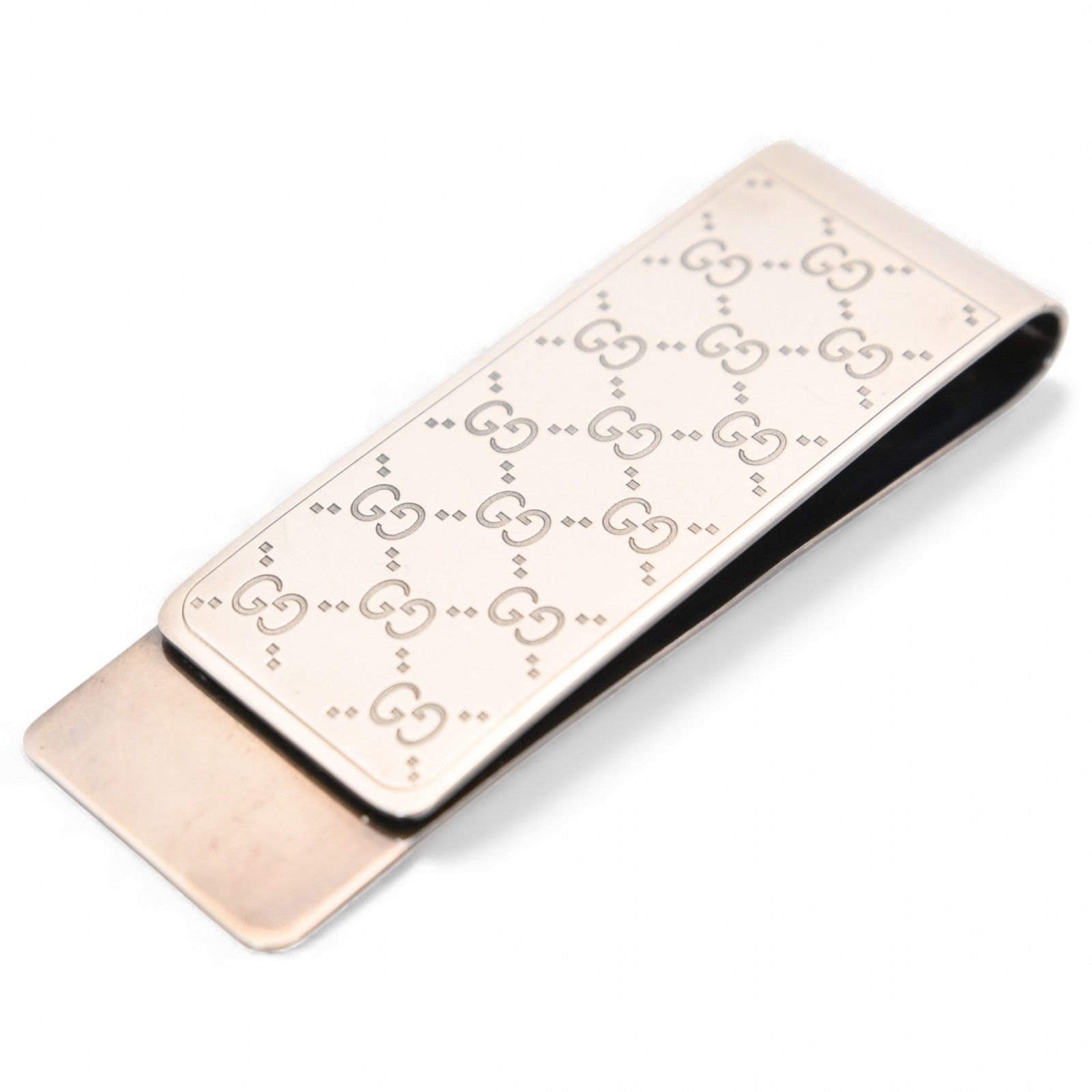 美品✨GUCCI マネークリップ　シマ　GG 総柄　シルバー　レザー　付属品完備 GUCCI（グッチ） マネークリップ メンズ キャット ヘッド モチーフ